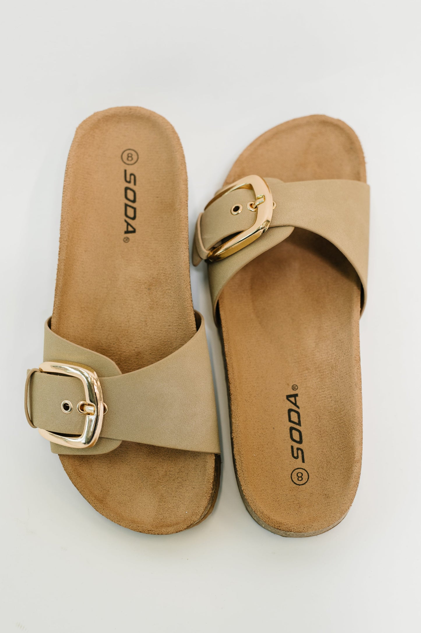 Taupe Buckle Strap Sandals