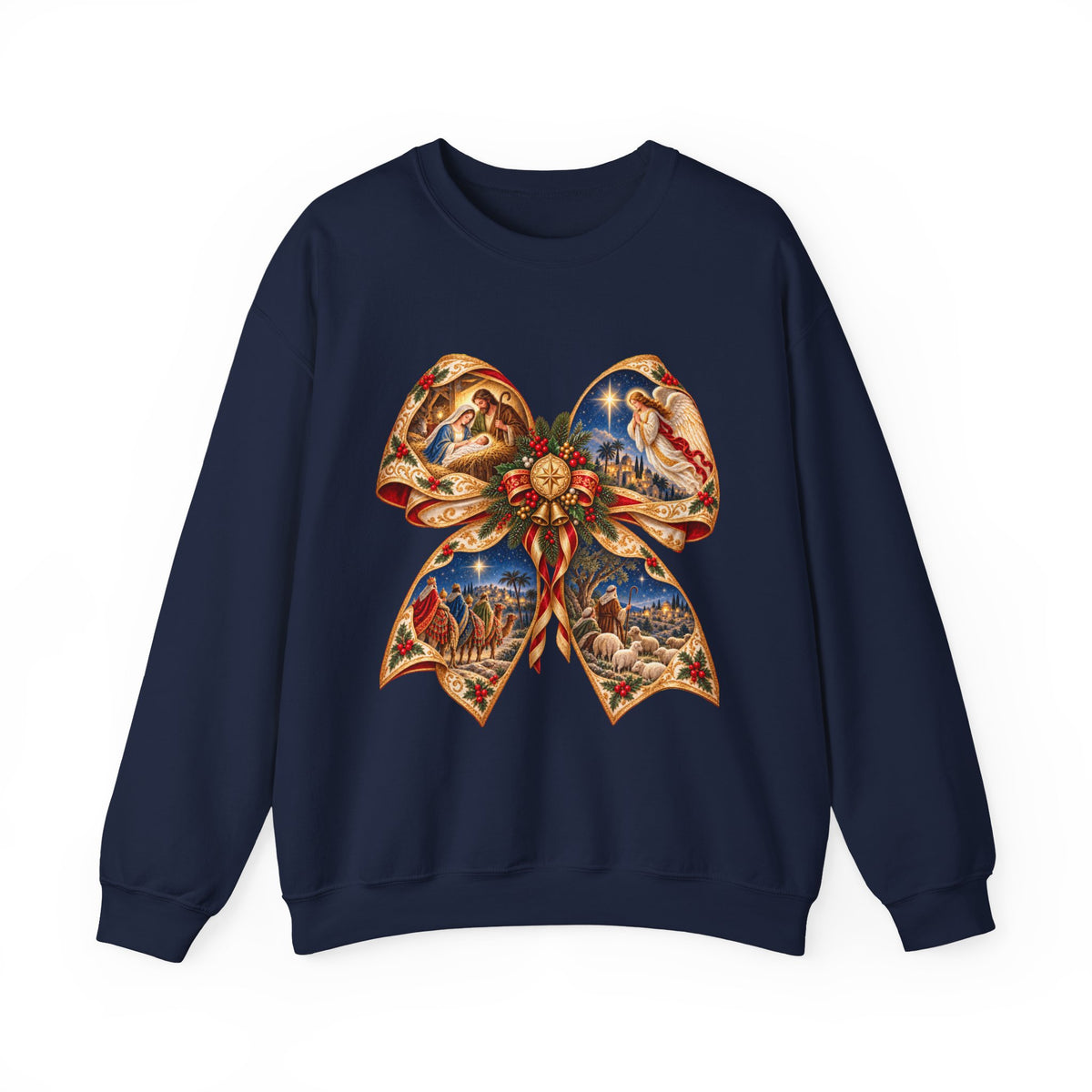 Holy Night Nativity Bow Sweatshirt