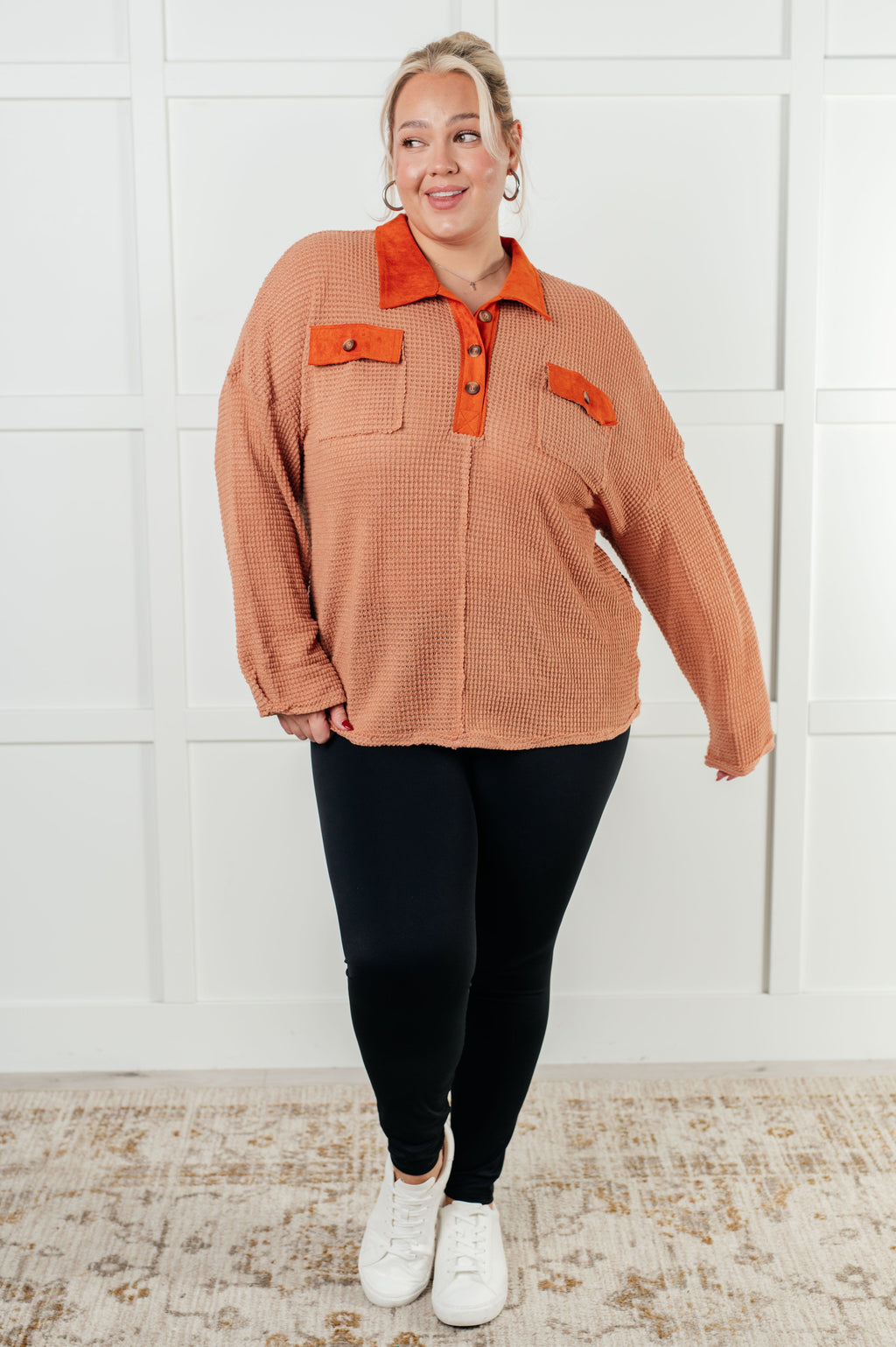 Mixed Signals Waffle Knit Top