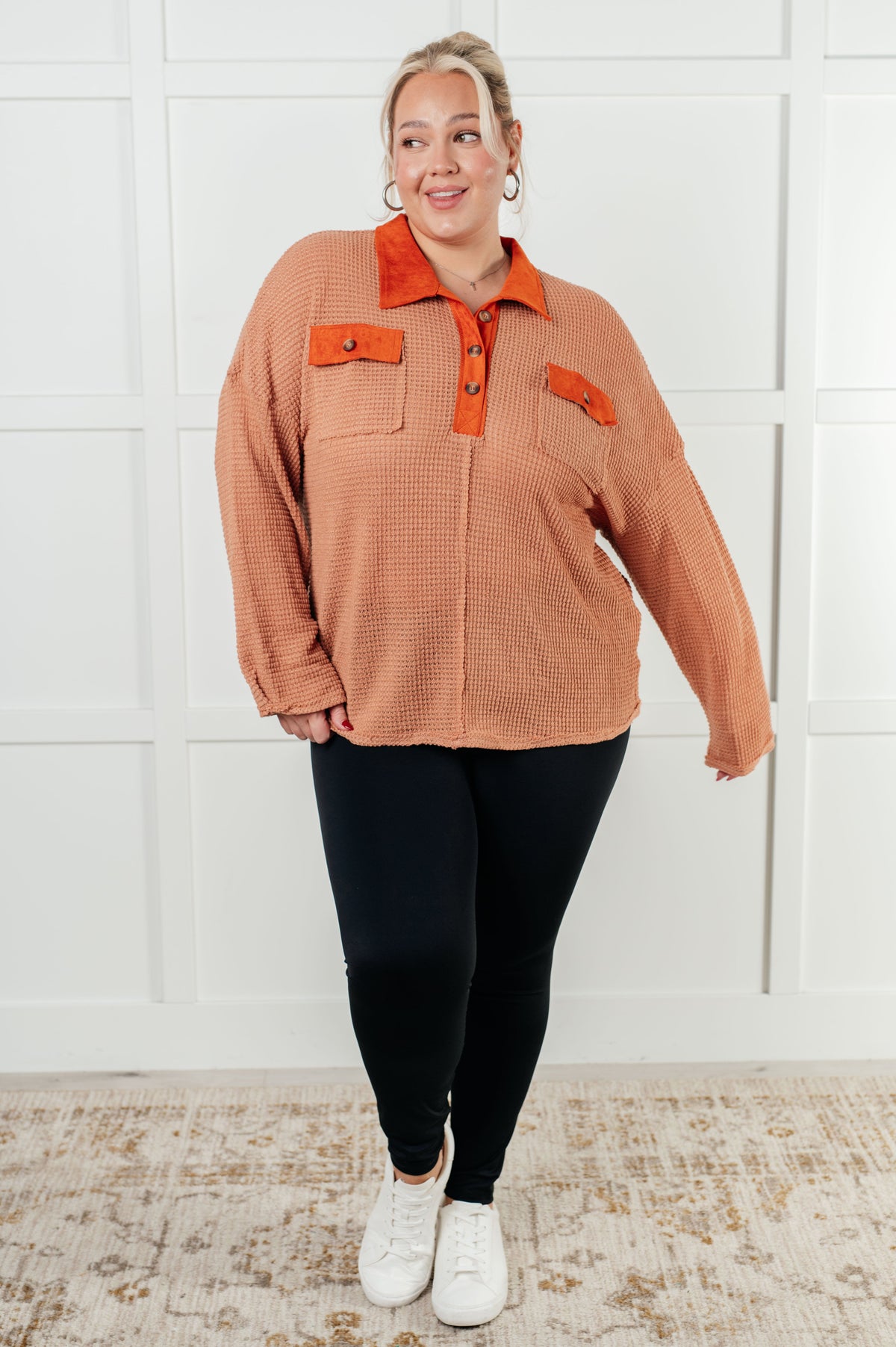 Mixed Signals Waffle Knit Top