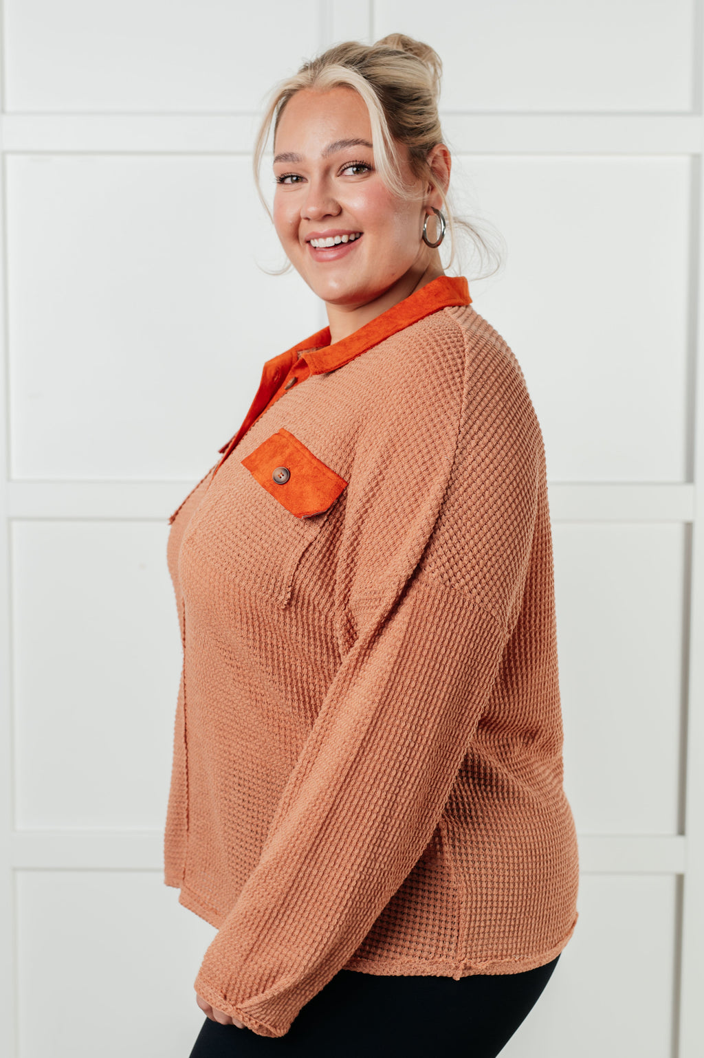 Mixed Signals Waffle Knit Top
