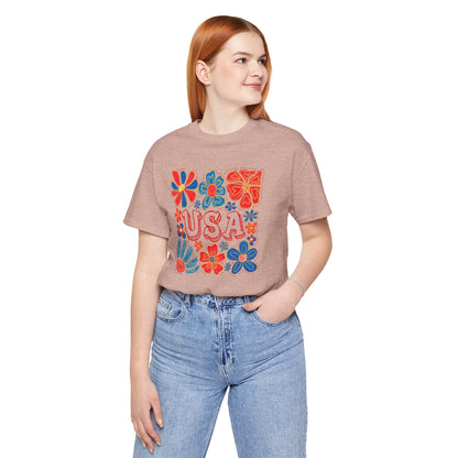 USA Floral Graphic Tee