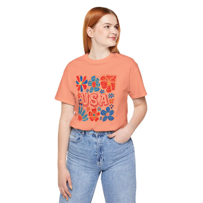 USA Floral Graphic Tee