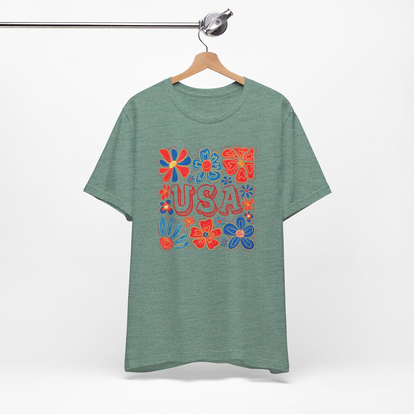 USA Floral Graphic Tee