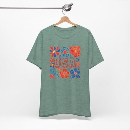 USA Floral Graphic Tee
