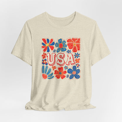 USA Floral Graphic Tee