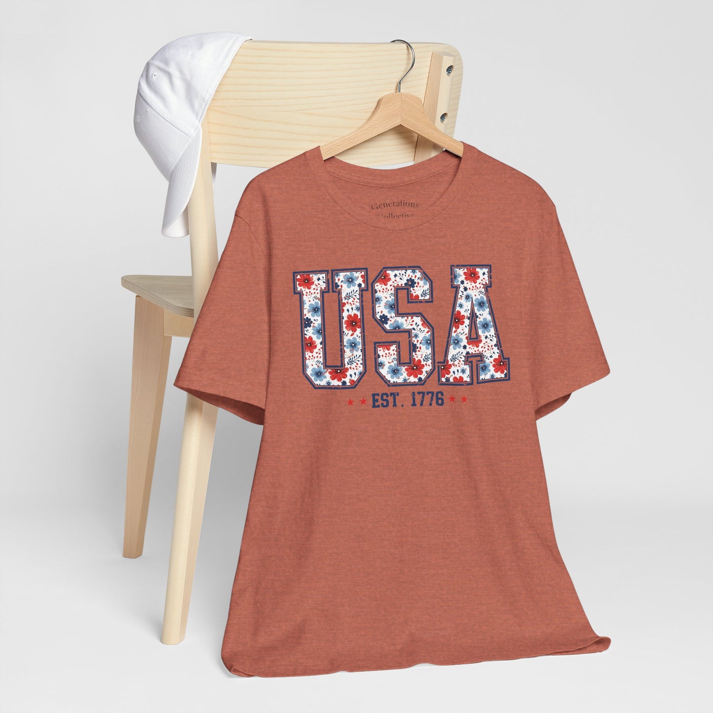 USA Floral EST. 1776 Graphic Tee