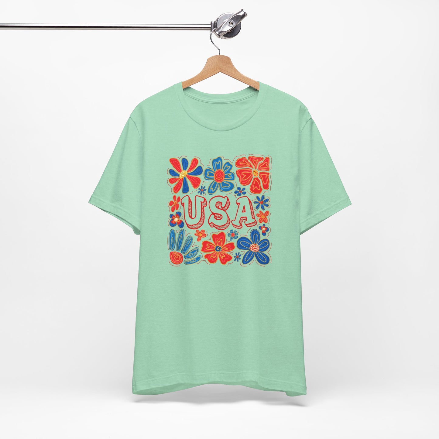 USA Floral Graphic Tee