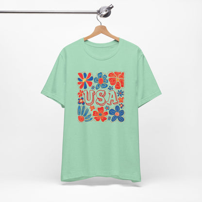 USA Floral Graphic Tee