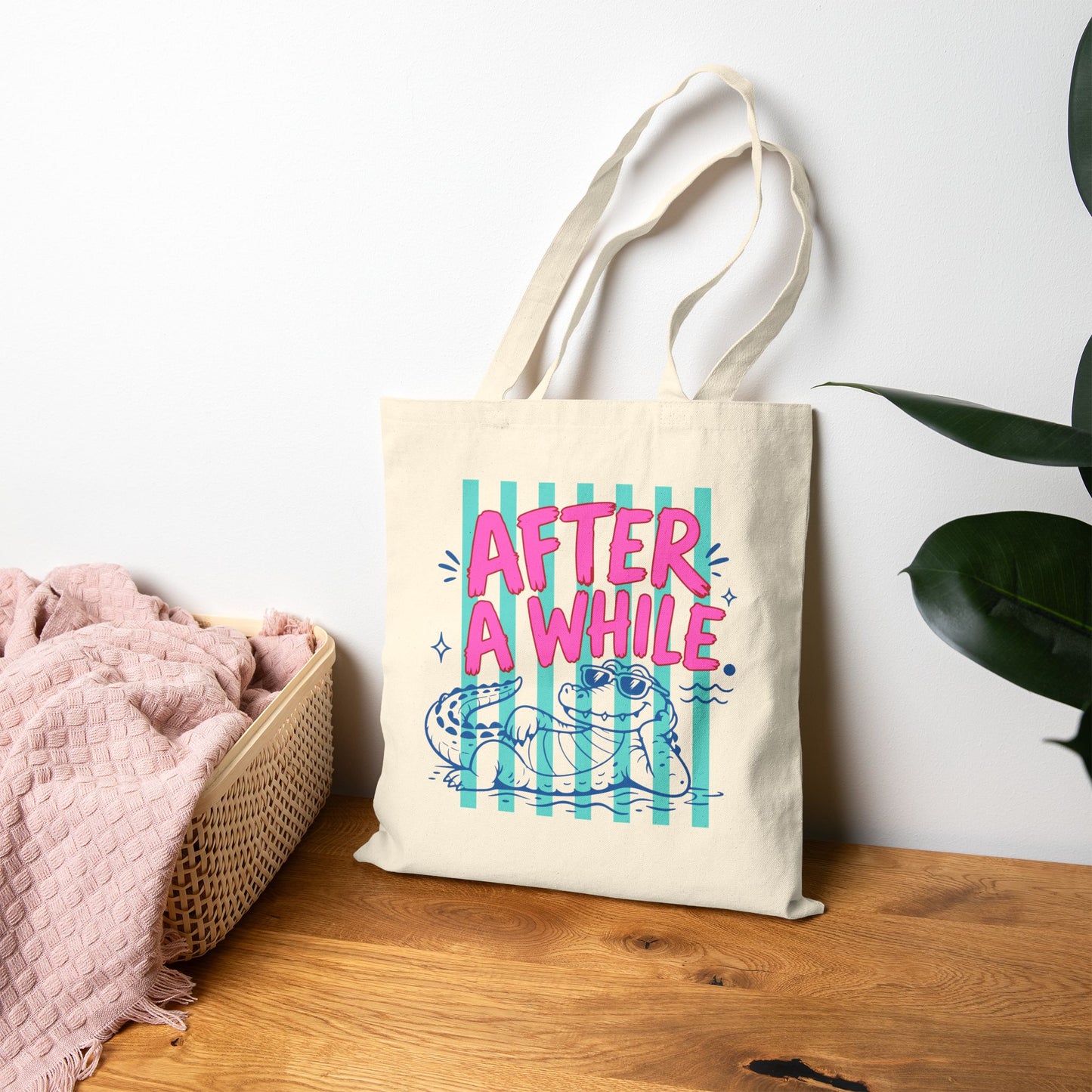 Later / After A While Striped Canvas Tote