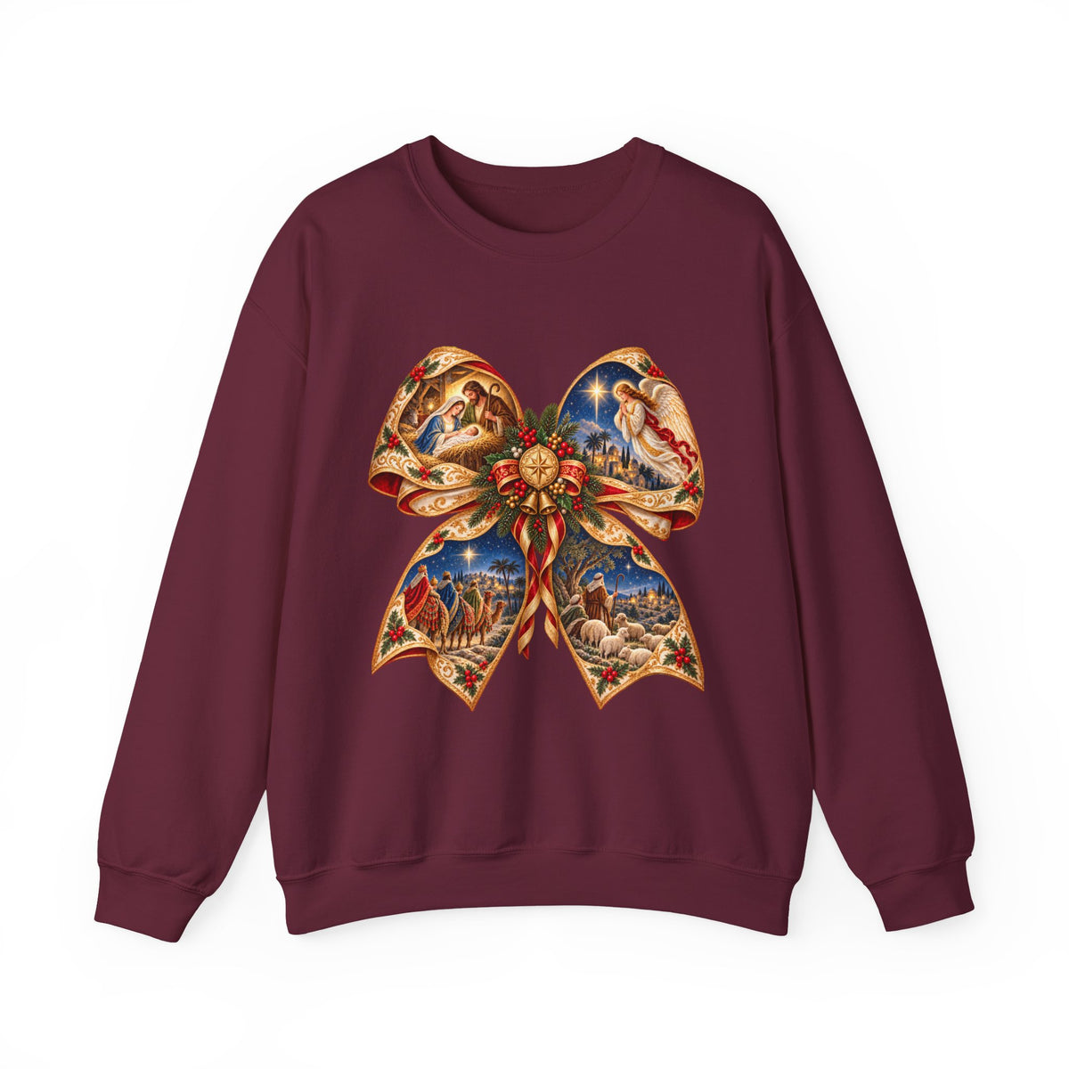 Holy Night Nativity Bow Sweatshirt