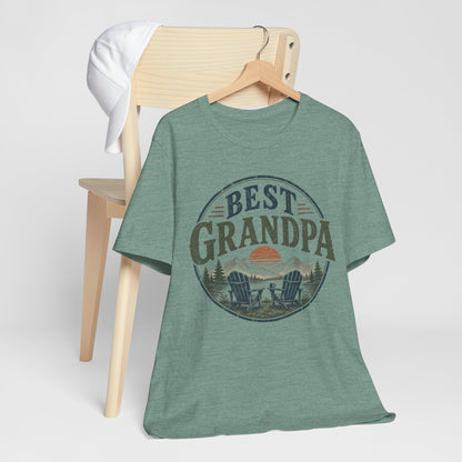 Best Grandpa Vintage Sunset Graphic Tee