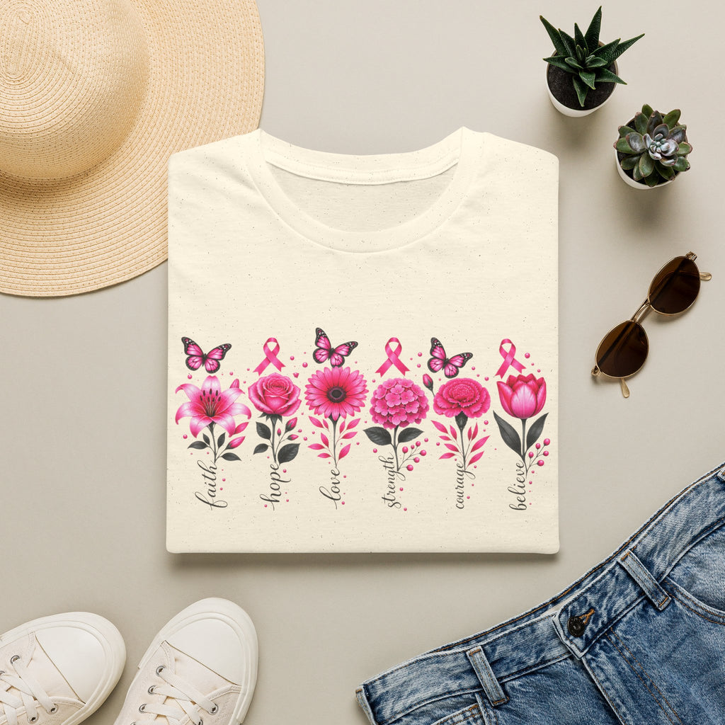 Flowers of Strength Breast Cancer Awareness Tee