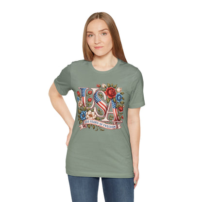 USA Floral Flag 250 Years Graphic Tee