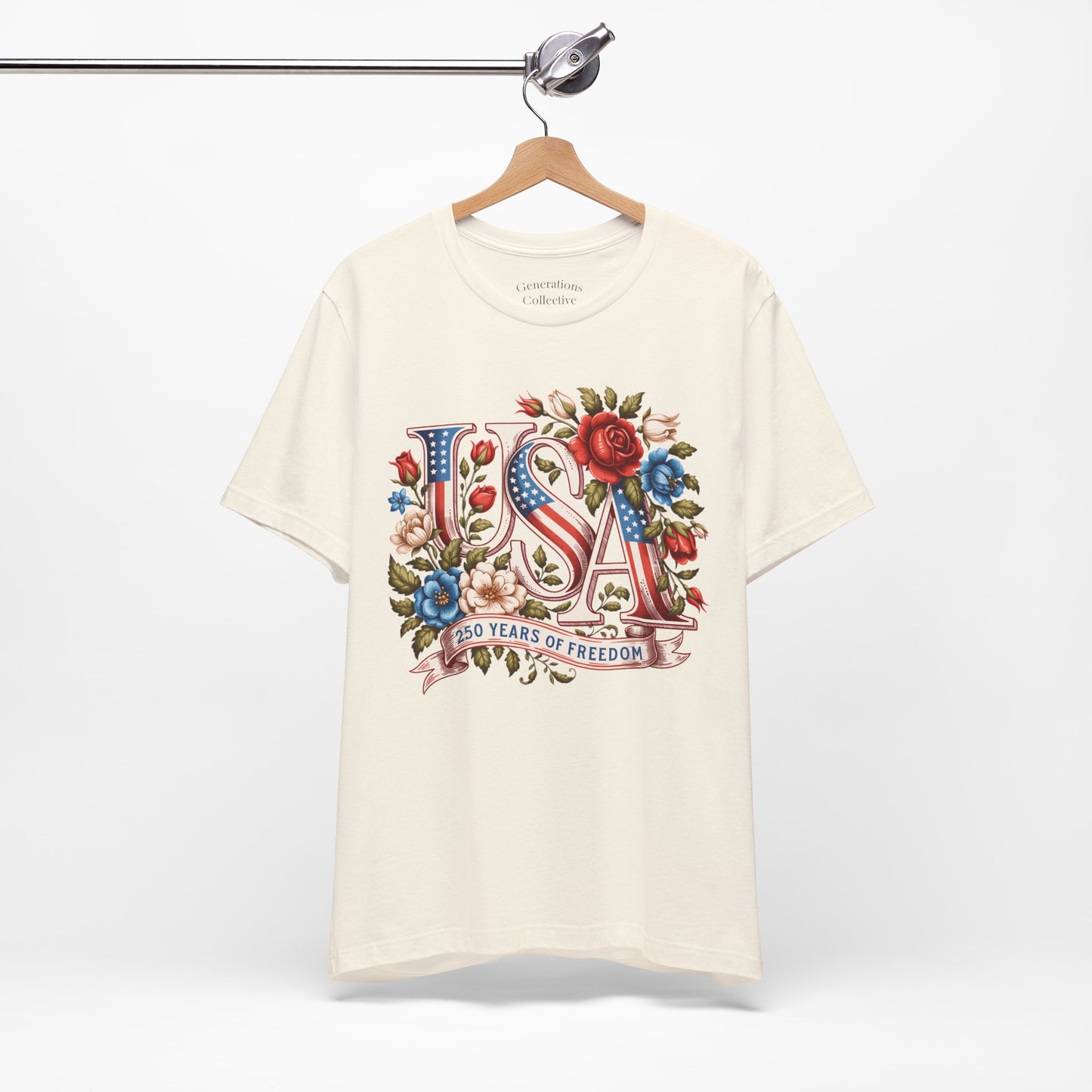 USA Floral Flag 250 Years Graphic Tee