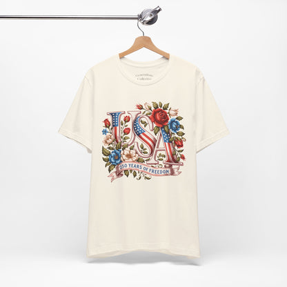 USA Floral Flag 250 Years Graphic Tee