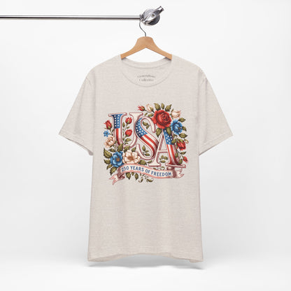 USA Floral Flag 250 Years Graphic Tee