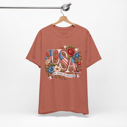 USA Floral Flag 250 Years Graphic Tee