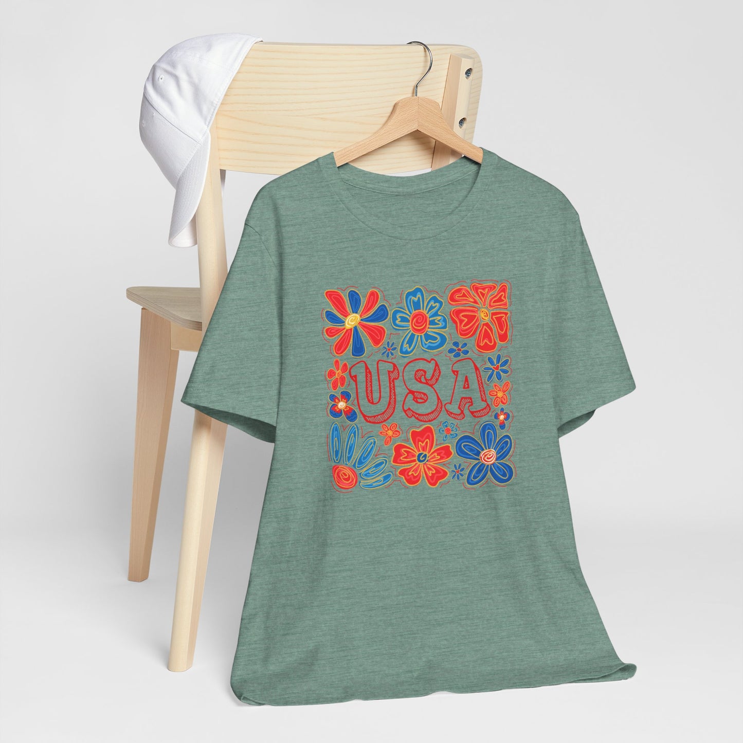 USA Floral Graphic Tee