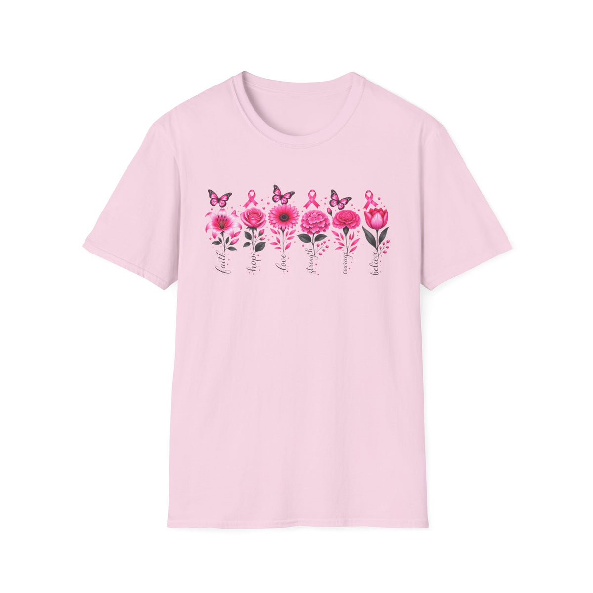Flowers of Strength Breast Cancer Awareness Tee