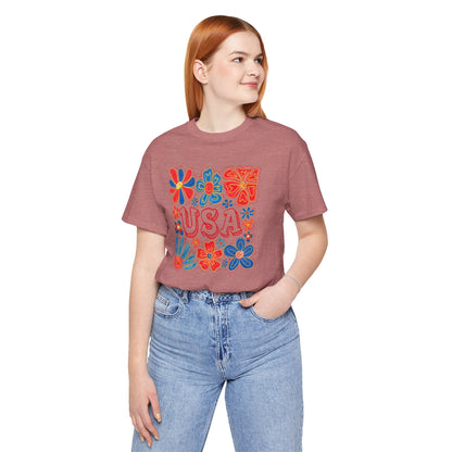 USA Floral Graphic Tee