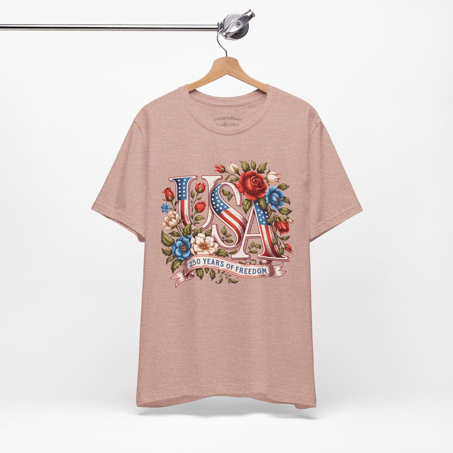 USA Floral Flag 250 Years Graphic Tee