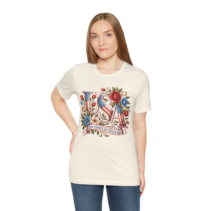 USA Floral Flag 250 Years Graphic Tee