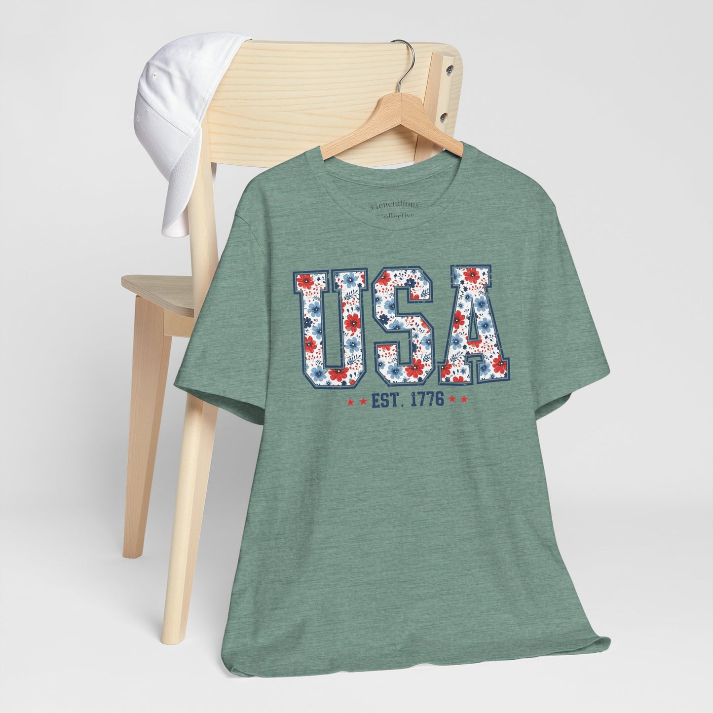 USA Floral EST. 1776 Graphic Tee