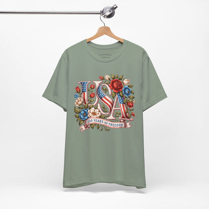 USA Floral Flag 250 Years Graphic Tee