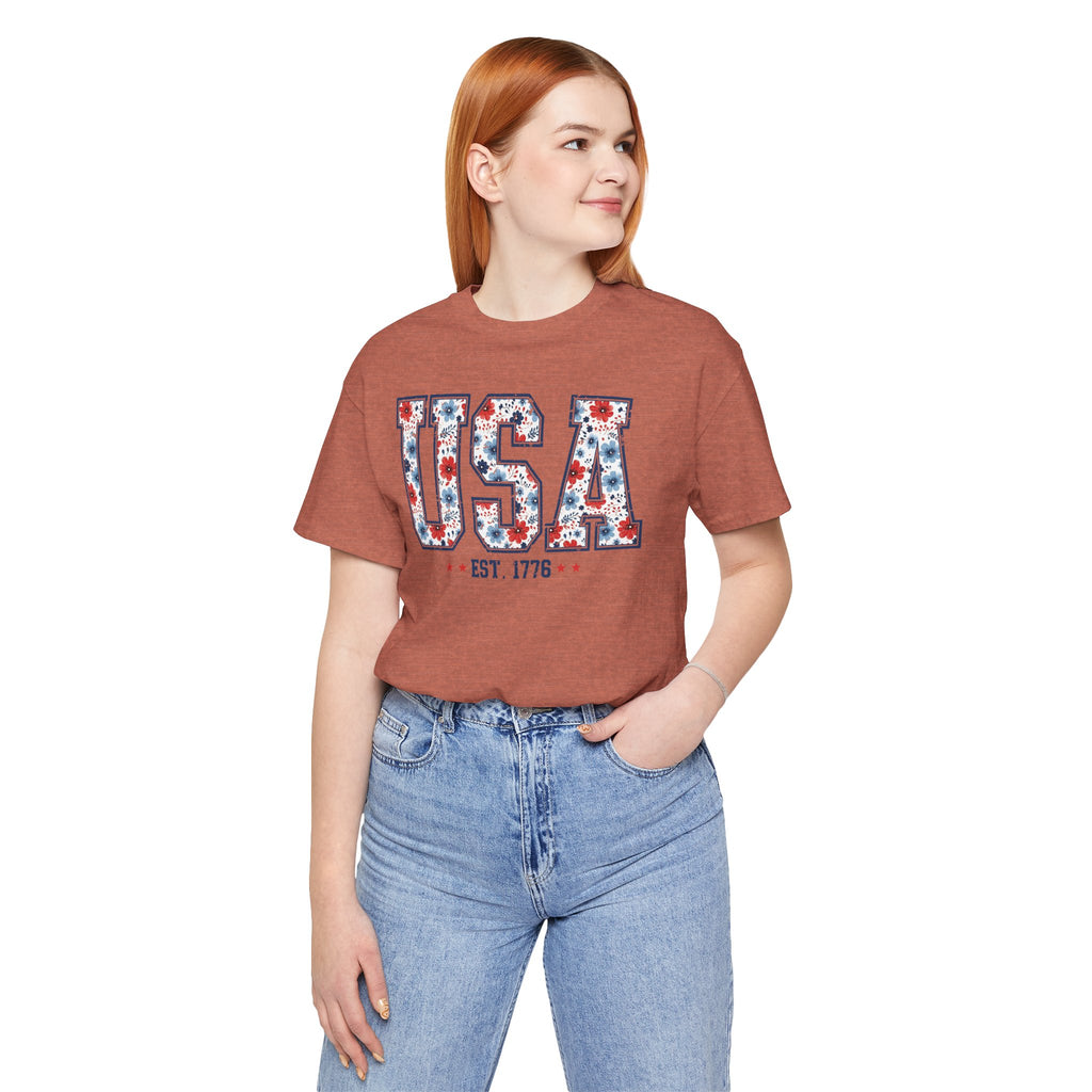 USA Floral EST. 1776 Graphic Tee