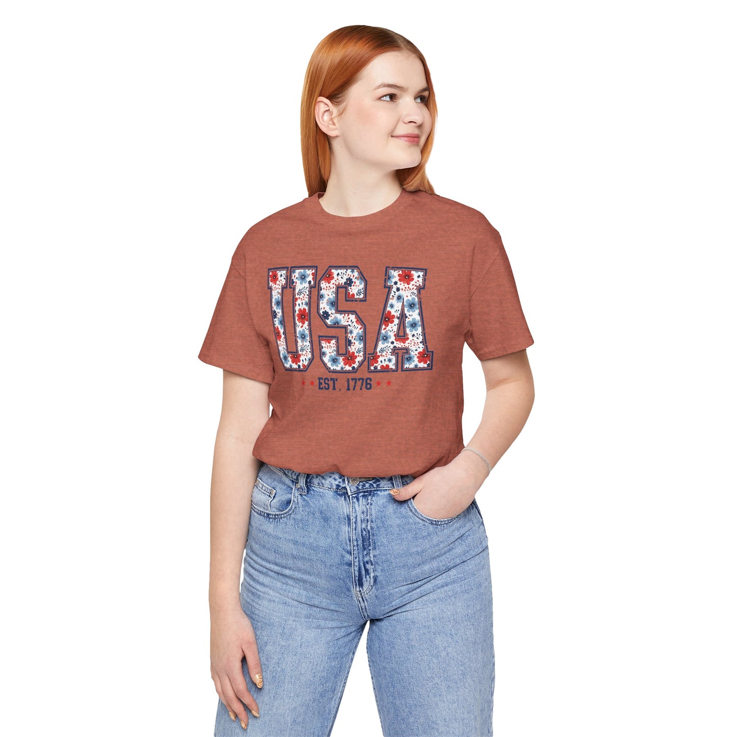 USA Floral EST. 1776 Graphic Tee