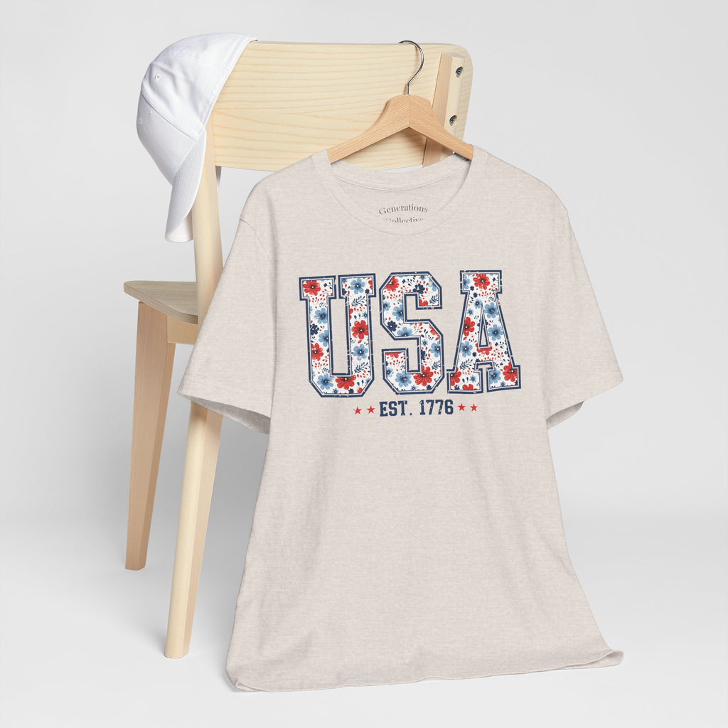 USA Floral EST. 1776 Graphic Tee