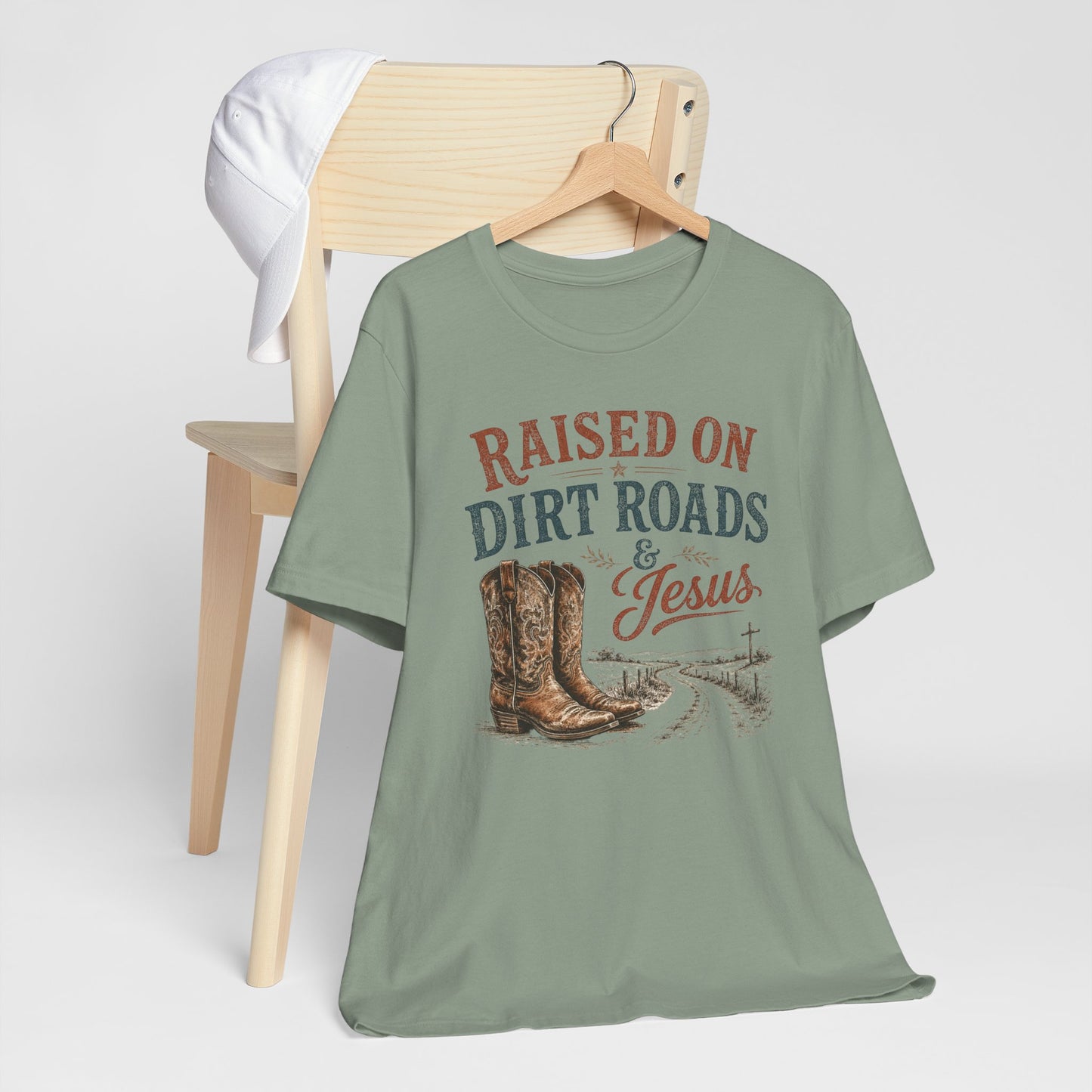Raised on Dirt Roads & Jesus Graphic Tee