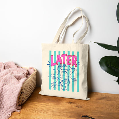 Later / After A While Striped Canvas Tote