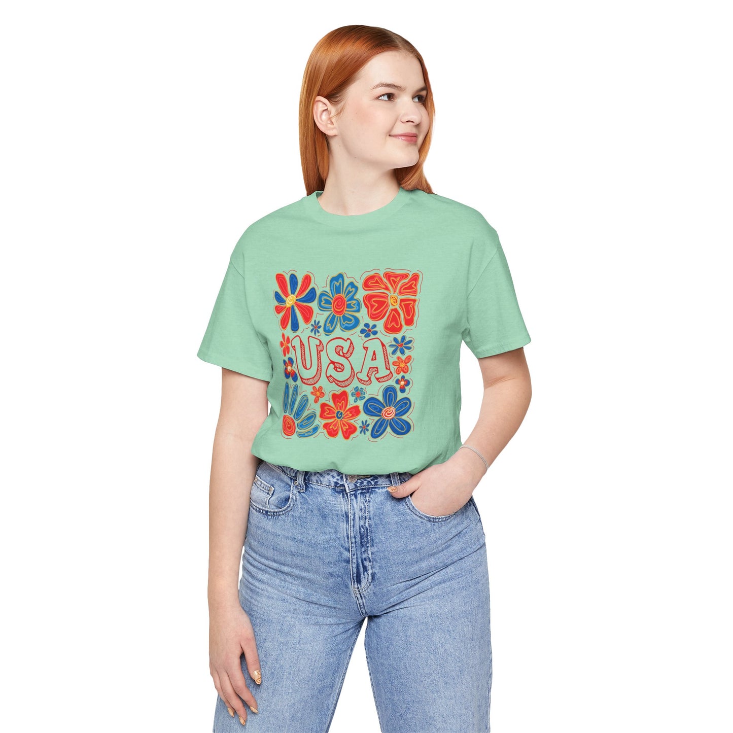 USA Floral Graphic Tee