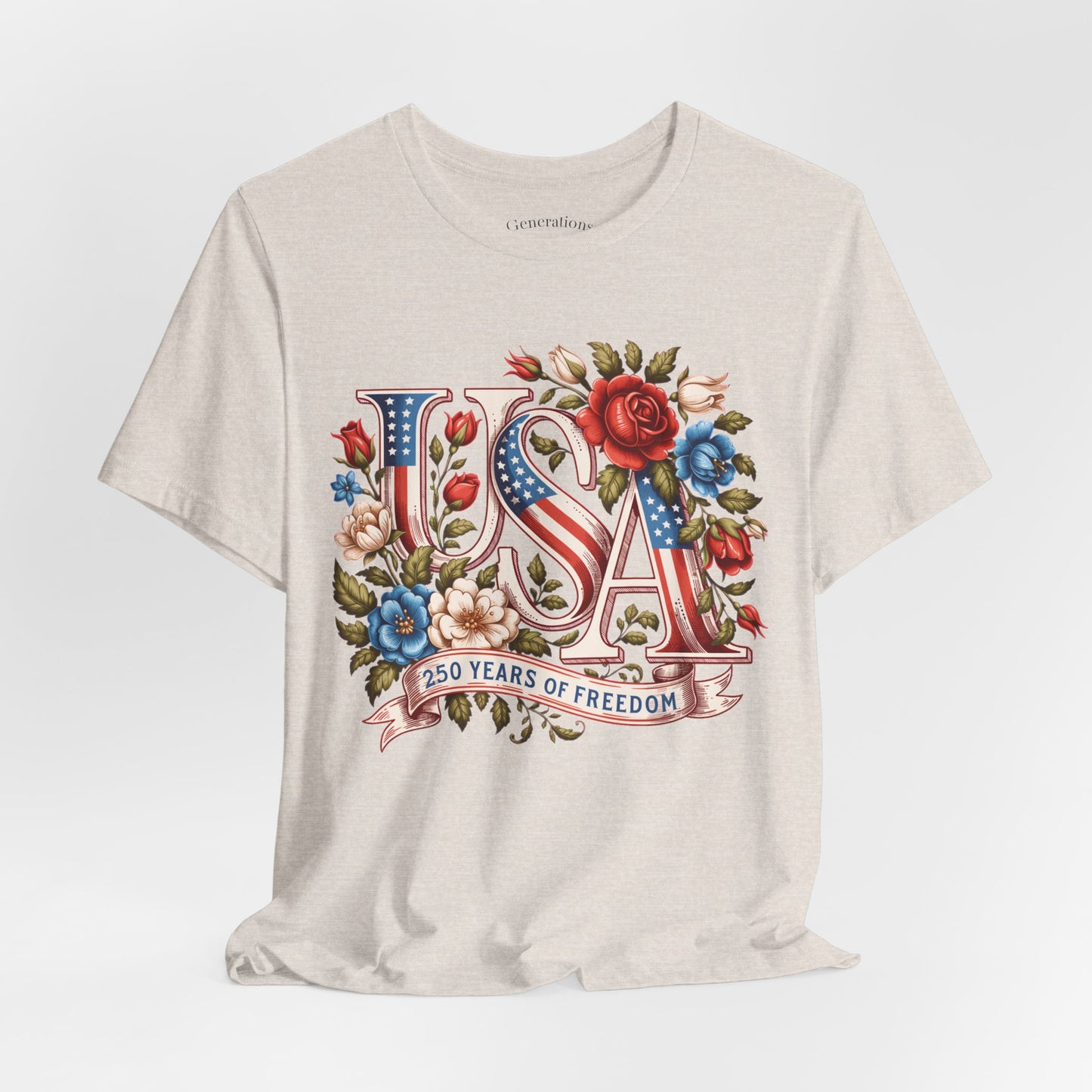 USA Floral Flag 250 Years Graphic Tee