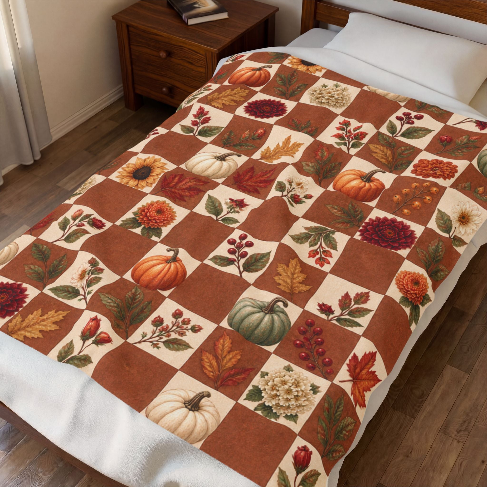 Autumn Patchwork Plush Throw