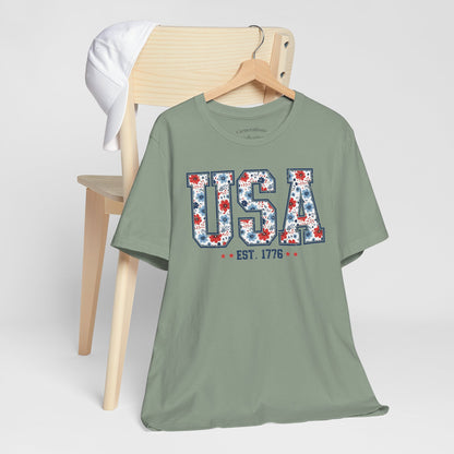 USA Floral EST. 1776 Graphic Tee