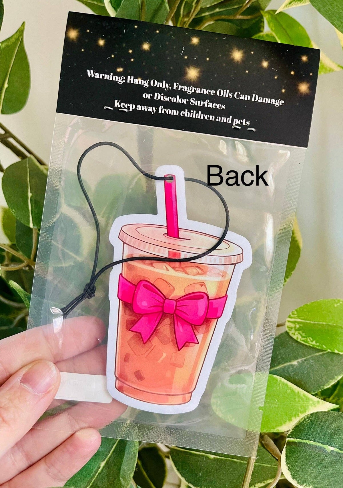 Iced Coffee with Bow Car Air Freshener