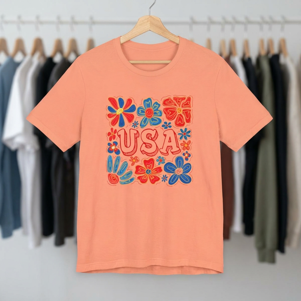 USA Floral Graphic Tee