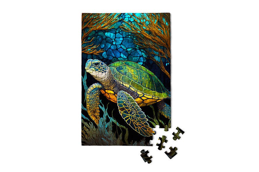 Sea Turtle Stained Glass Mini Puzzle