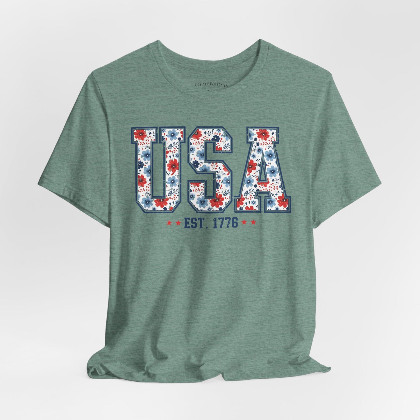 USA Floral EST. 1776 Graphic Tee