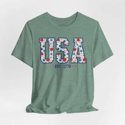 USA Floral EST. 1776 Graphic Tee