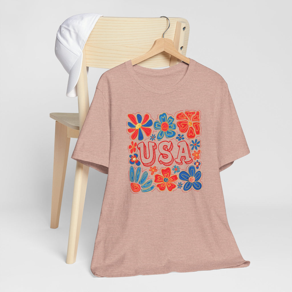 USA Floral Graphic Tee