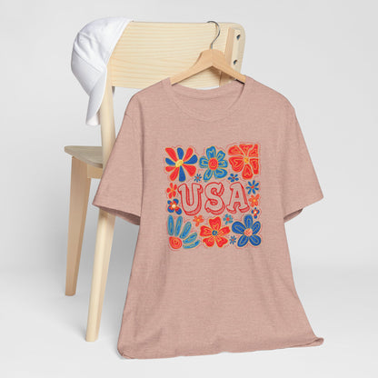 USA Floral Graphic Tee