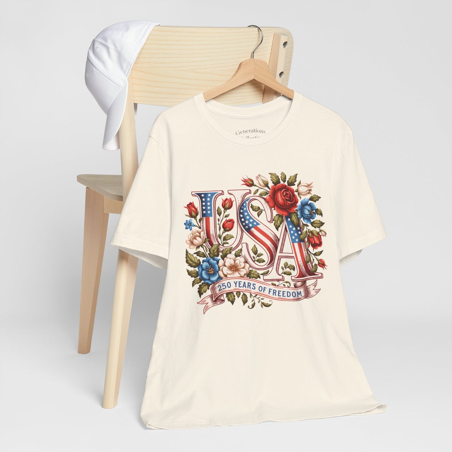 USA Floral Flag 250 Years Graphic Tee