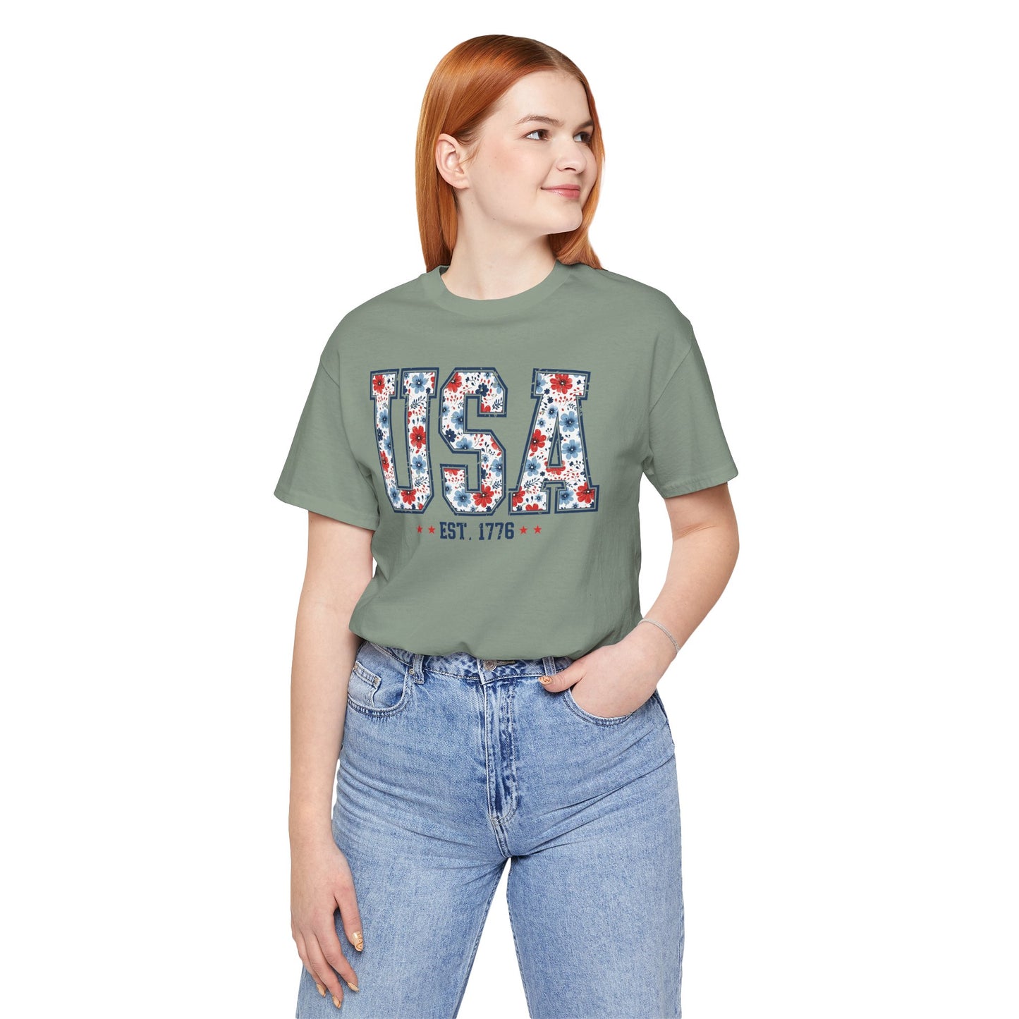 USA Floral EST. 1776 Graphic Tee