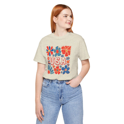 USA Floral Graphic Tee