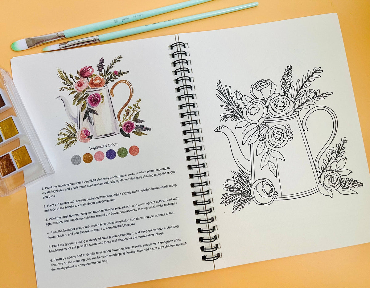 Cottagecore Watercolor Painting Workbook