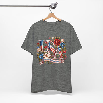USA Floral Flag 250 Years Graphic Tee
